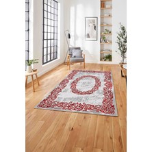 Napoli Home  Klasik Sade Modern Dijital Baskılı Yıkanabilir Kaymaz Yolluk Mutfak Salon Halısı, Klasik-59-Kırmızı,