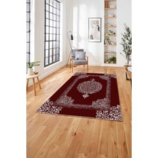 Napoli Home  Dijital Baskılı Klasik Afgan Desen Yıkanabilir Kaymaz Yolluk Mutfak Salon Halısı, Klasik-36-Bordo,