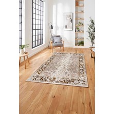 Napoli Home  Klasik Desen Dijital Baskılı Yıkanabilir Kaymaz Yolluk Mutfak Salon Halısı, Klasik-57-Kahve,