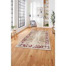 Napoli Home  Klasik Desen Dijital Baskılı Yıkanabilir Kaymaz Yolluk Mutfak Salon Halısı, Klasik-57-Kırmızı,