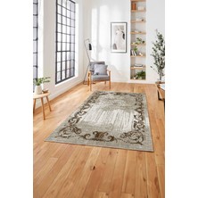 Napoli Home  Dijital Baskılı Klasik Desen Motifli Yıkanabilir Kaymaz Yolluk Mutfak Salon Halısı, Klasik-37-Kahve,