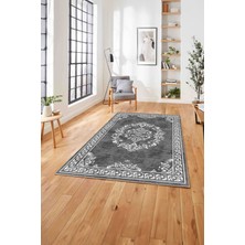 Napoli Home  Klasik Geleneksel Model Baskılı Yıkanabilir Kaymaz Yolluk Mutfak Salon Halısı, Klasik-60-Gri,