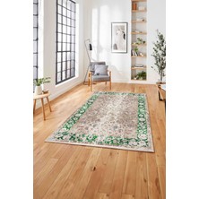 Napoli Home  Klasik Desen Dijital Baskılı Yıkanabilir Kaymaz Yolluk Mutfak Salon Halısı, Klasik-57-Yeşil,