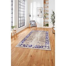 Napoli Home  Klasik Desen Dijital Baskılı Yıkanabilir Kaymaz Yolluk Mutfak Salon Halısı, Klasik-57-Mor,