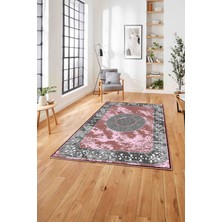 Napoli Home  Klasik Modern Dijital Baskılı Yıkanabilir Kaymaz Yolluk Mutfak Salon Halısı, Klasik-62-Kırmızı,