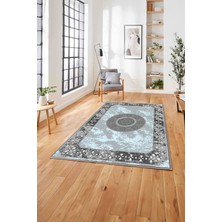 Napoli Home  Klasik Modern Dijital Baskılı Yıkanabilir Kaymaz Yolluk Mutfak Salon Halısı, Klasik-62-Mavi,