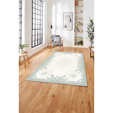 Napoli Home  Baskılı Klasik Geleneksel Desen Yıkanabilir Kaymaz Yolluk Mutfak Salon Halısı, Klasik-38-Yeşil,