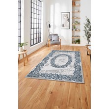 Napoli Home  Klasik Sade Modern Dijital Baskılı Yıkanabilir Kaymaz Yolluk Mutfak Salon Halısı, Klasik-59-Mavi,