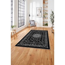 Napoli Home  Baskılı Klasik Afgan Desenli Yıkanabilir Kaymaz Yolluk Mutfak Salon Halısı, Klasik-42-Antrasit,