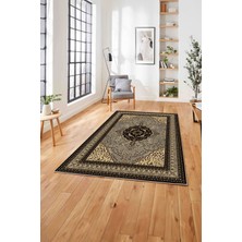 Napoli Home  Baskılı Klasik Çerçeve Desen Yıkanabilir Kaymaz Yolluk Mutfak Salon Halısı, Klasik-43-Kahve,