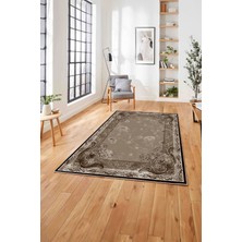 Napoli Home  Baskılı Klasik Çiçek Motifli Yıkanabilir Kaymaz Yolluk Mutfak Salon Halısı, Klasik-45-Kahve,