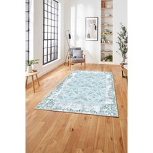 Napoli Home  Baskılı Klasik Akrilik Çerçeve Model Yıkanabilir Kaymaz Yolluk Mutfak Salon Halısı, Klasik-41-Mavi,