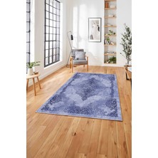Napoli Home  Baskılı Klasik Eskitme Desen Yıkanabilir Kaymaz Yolluk Mutfak Salon Halısı, Klasik-47-Lacivert,