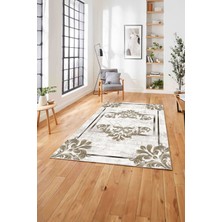 Napoli Home  Dijital Baskılı Klasik Akrilik Model Yıkanabilir Kaymaz Yolluk Mutfak Salon Halısı, Klasik-51-Bej,