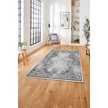 Napoli Home  Baskılı Klasik Eskitme Model Yıkanabilir Kaymaz Yolluk Mutfak Salon Halısı, Klasik-44-Gri,