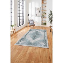 Napoli Home  Baskılı Klasik Eskitme Desen Yıkanabilir Kaymaz Yolluk Mutfak Salon Halısı, Klasik-47-Mavi,