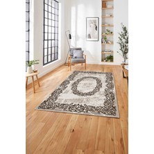 Napoli Home  Klasik Sade Modern Dijital Baskılı Yıkanabilir Kaymaz Yolluk Mutfak Salon Halısı, Klasik-59-Kahve,