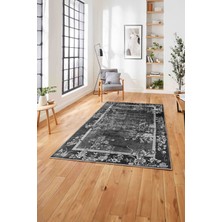 Napoli Home  Klasik Ağaç Figürlü Baskılı Yıkanabilir Kaymaz Yolluk Mutfak Salon Halısı, Klasik-61-Antrasit,