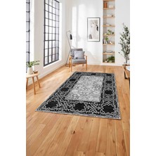 Napoli Home  Klasik Afgan Motifli Baskılı Yıkanabilir Kaymaz Yolluk Mutfak Salon Halısı, Klasik-63-Gri,