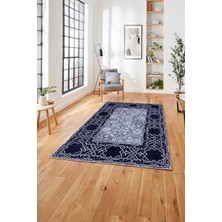 Napoli Home  Klasik Afgan Motifli Baskılı Yıkanabilir Kaymaz Yolluk Mutfak Salon Halısı, Klasik-63-Lacivert,