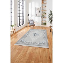 Napoli Home  Klasik Gül Motifli Dijital Baskılı Yıkanabilir Kaymaz Yolluk Mutfak Salon Halısı, Klasik-66-Gri,