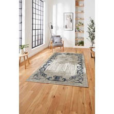 Napoli Home  Dijital Baskılı Klasik Desen Motifli Yıkanabilir Kaymaz Yolluk Mutfak Salon Halısı, Klasik-37-Mavi,