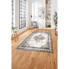 Napoli Home  Klasik Geleneksel Motifli Baskılı Yıkanabilir Kaymaz Yolluk Mutfak Salon Halısı, Klasik-67-Kahve,