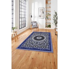 Napoli Home  Dijital Baskılı Klasik Modern Yıkanabilir Kaymaz Yolluk Mutfak Salon Halısı, Klasik-79-Lacivert,