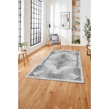 Napoli Home  Baskılı Klasik Eskitme Desen Yıkanabilir Kaymaz Yolluk Mutfak Salon Halısı, Klasik-47-Gri,