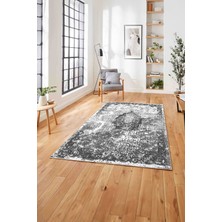 Napoli Home  Baskılı Klasik Dekoratif Model Yıkanabilir Kaymaz Yolluk Mutfak Salon Halısı, Klasik-49-Gri,