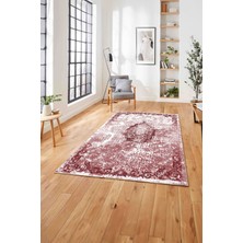 Napoli Home  Baskılı Klasik Dekoratif Model Yıkanabilir Kaymaz Yolluk Mutfak Salon Halısı, Klasik-49-Bordo,
