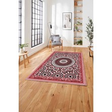 Napoli Home  Dijital Baskılı Klasik Modern Yıkanabilir Kaymaz Yolluk Mutfak Salon Halısı, Klasik-79-Kırmızı,