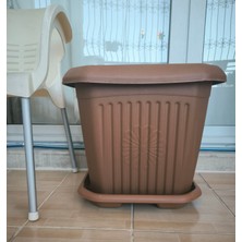 4 Adet Plastik 72 Litre Kare Büyük Boy Bahçe Balkon Salon Çiçek Yada Ağaç Saksı 50*50*48 cm Tabaklı