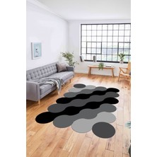 Napoli Home Dijital Baskılı Lazer Kesim Modern Yıkanabilir Kaymaz Yolluk Mutfak Salon Halısı, Lazer-31-Antrasit,