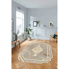 Napoli Home Dijital Lazer Kesim Vektörel Model Yıkanabilir Kaymaz Yolluk Mutfak Salon Halısı, Lazer-35-Vizon,