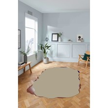 Napoli Home Dijital Lazer Kesim Sade Model Yıkanabilir Kaymaz Yolluk Mutfak Salon Halısı, Lazer-38-Bej,