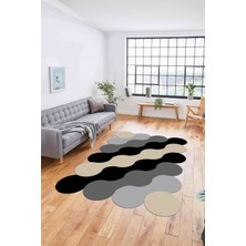 Napoli Home Dijital Baskılı Lazer Kesim Modern Yıkanabilir Kaymaz Yolluk Mutfak Salon Halısı, Lazer-31-Krem,