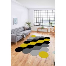 Napoli Home Dijital Baskılı Lazer Kesim Modern Yıkanabilir Kaymaz Yolluk Mutfak Salon Halısı, Lazer-31-Sarı,