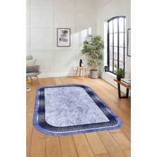 Napoli Home Dijital Lazer Kesim Klasik Model Yıkanabilir Kaymaz Yolluk Mutfak Salon Halısı, Lazer-39-Lacivert,