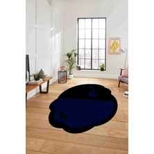 Napoli Home Dijital Lazer Kesim Sade Model Yıkanabilir Kaymaz Yolluk Mutfak Salon Halısı, Lazer-44-Mavi,