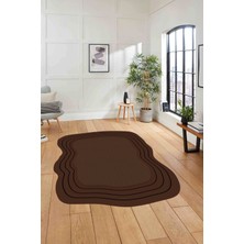 Napoli Home Dijital Lazer Kesim Dekoratif Yıkanabilir Kaymaz Yolluk Mutfak Salon Halısı, Lazer-42-Kahve,