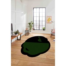 Napoli Home Dijital Lazer Kesim Sade Model Yıkanabilir Kaymaz Yolluk Mutfak Salon Halısı, Lazer-44-Yeşil,