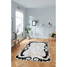 Napoli Home Dijital Lazer Kesim Modern Desen Yıkanabilir Kaymaz Yolluk Mutfak Salon Halısı, Lazer-36-Gri,