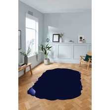 Napoli Home Dijital Lazer Kesim Sade Model Yıkanabilir Kaymaz Yolluk Mutfak Salon Halısı, Lazer-38-Lacivert,