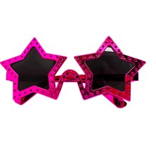 Just Cheap Store Fuşya Renk Yıldız Şekil Parti Gözlüğü Retro 16X7 cm