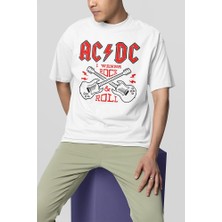 Sevbano I Wanna Rock & Roll Ac Dc Baskılı Unisex Oversize Tişört
