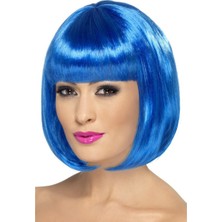 Just Cheap Store Mavi Renk Parti Peruğu Kısa Küt Saç