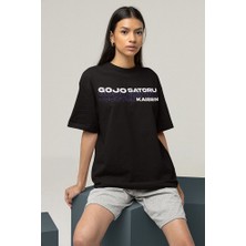 Sevbano Jujutsu Kaisen Gojo Satoru Baskılı Unisex Oversize Anime Tişört