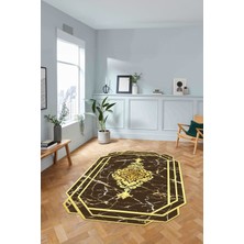 Napoli Home Dijital Lazer Kesim Vektörel Model Yıkanabilir Kaymaz Yolluk Mutfak Salon Halısı, Lazer-35-Kahve,