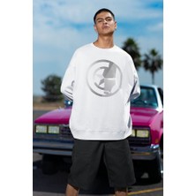 Sevbano Kaptan Amerika x Iron Man Baskılı Unisex Oversize Avengers Sweatshirt